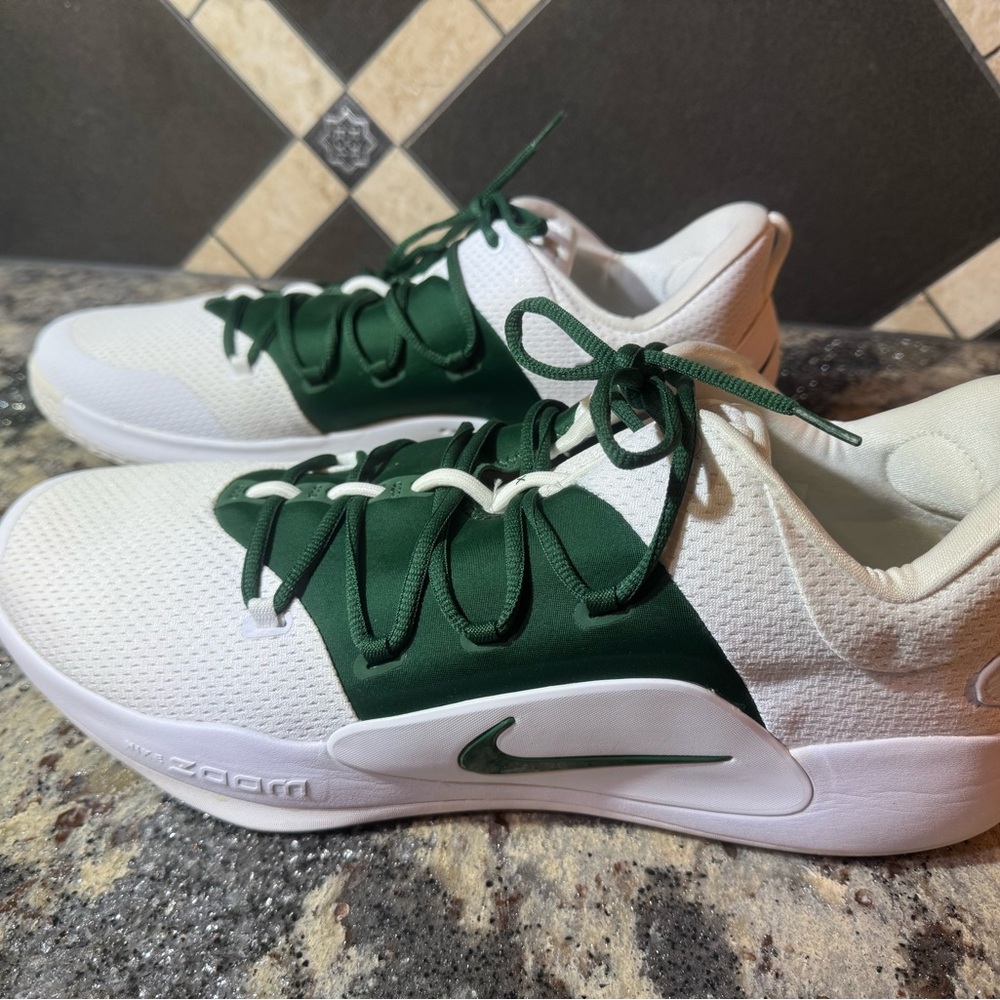Nike White Sneakers with Green Details